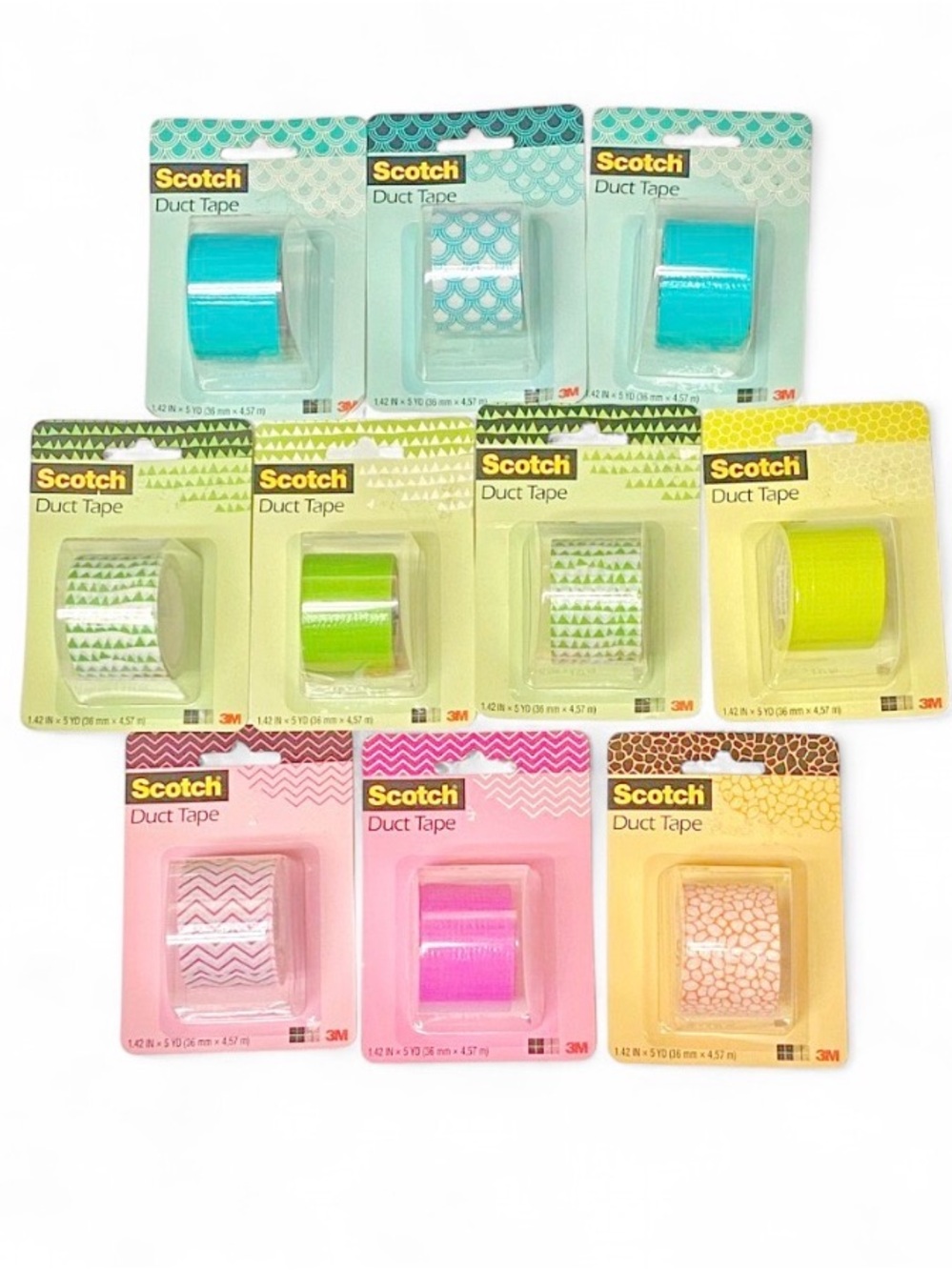 Scotch Duct Tape 10 Roll Patterned Craft Set DIY Teacher Bundle Assorted Colors